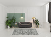 6' x 9' Gray Floral Power Loom Area Rug